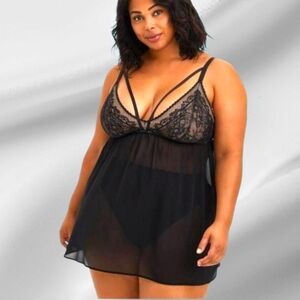 TORRID Plus Size Fleur Lace Black Strappy Babydoll Size 2X
